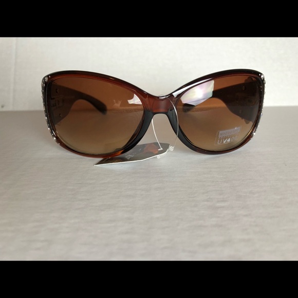Montana West Flower Sunglasses Brown - Picture 2 of 3
